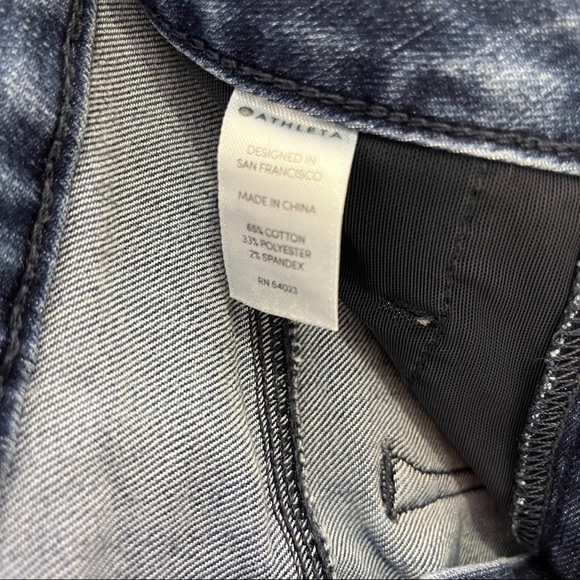 Athleta Sculptek Skinny Jeans Dark Wash Size 4 Style 338322 Raw Hem - Picture 7 of 9